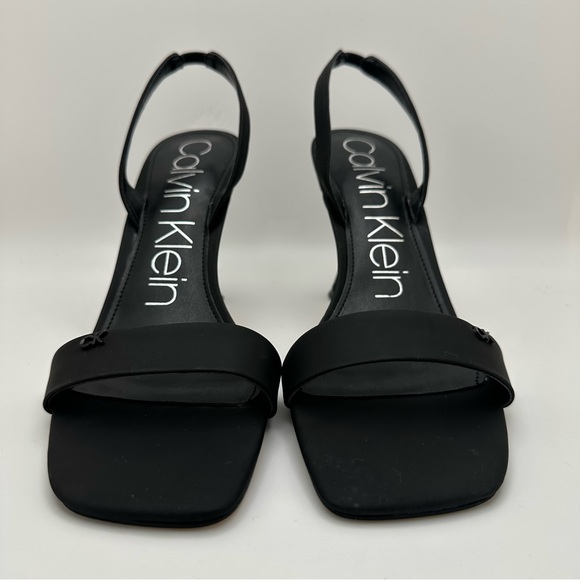 CALVIN KLEIN 9M Black Padded Goring Byrona Square Toe Sculpted Heel Slip On NWOT - Picture 6 of 11